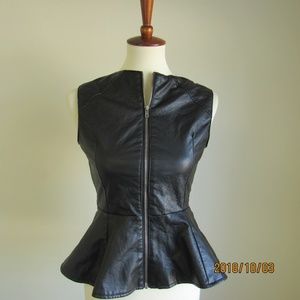 Last Kiss Black Faux Leather Vest Sz S